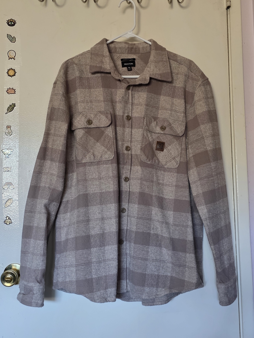 Brixton Taupe Plaid Button-Down Shacket